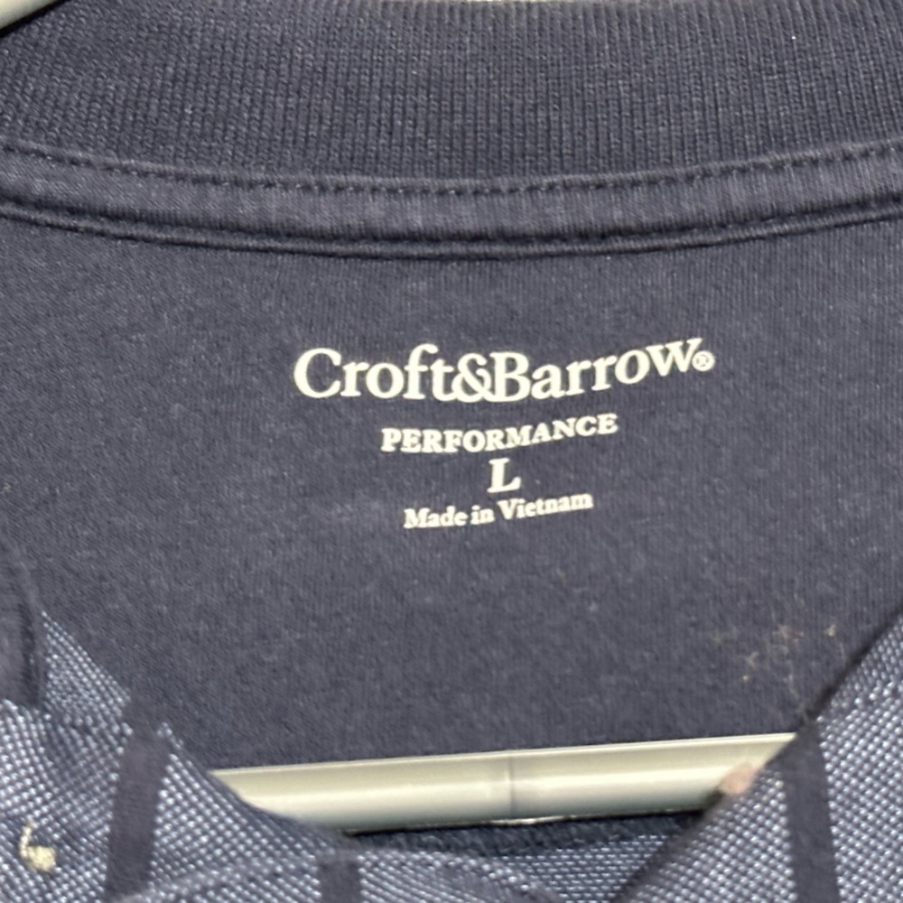 Men’s Croft  & Barrow performance polo in blue stripes, great condition, size L. - Picture 6 of 7